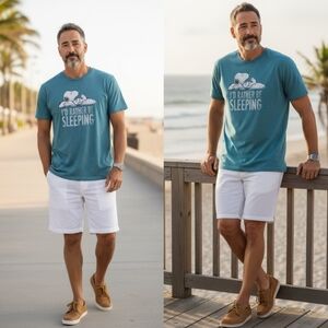 Peanuts Teal-Grey Crewneck Tee with Snoopy Logo